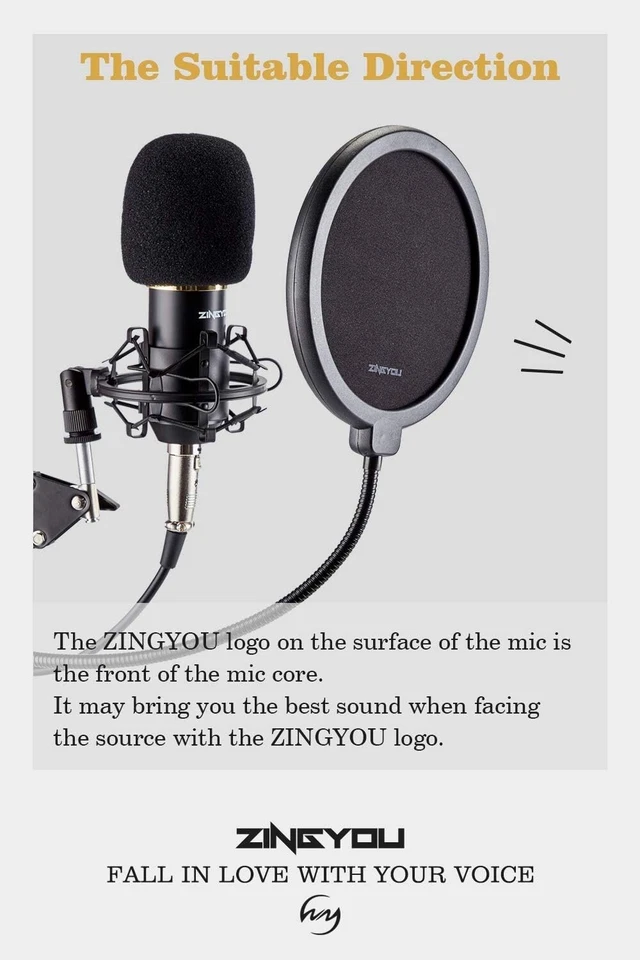 ZINGYOU Condenser Microphone Bundle, ZY-007 Professional Cardioid Studio Mic - Image 4 of 4