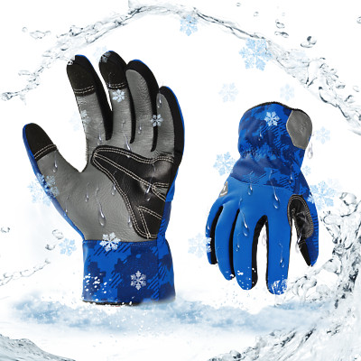 Vgo 1Pair -4  Lined Touchscreen Waterproof Winter Work Gloves (CA9790FLWP-BLU)
