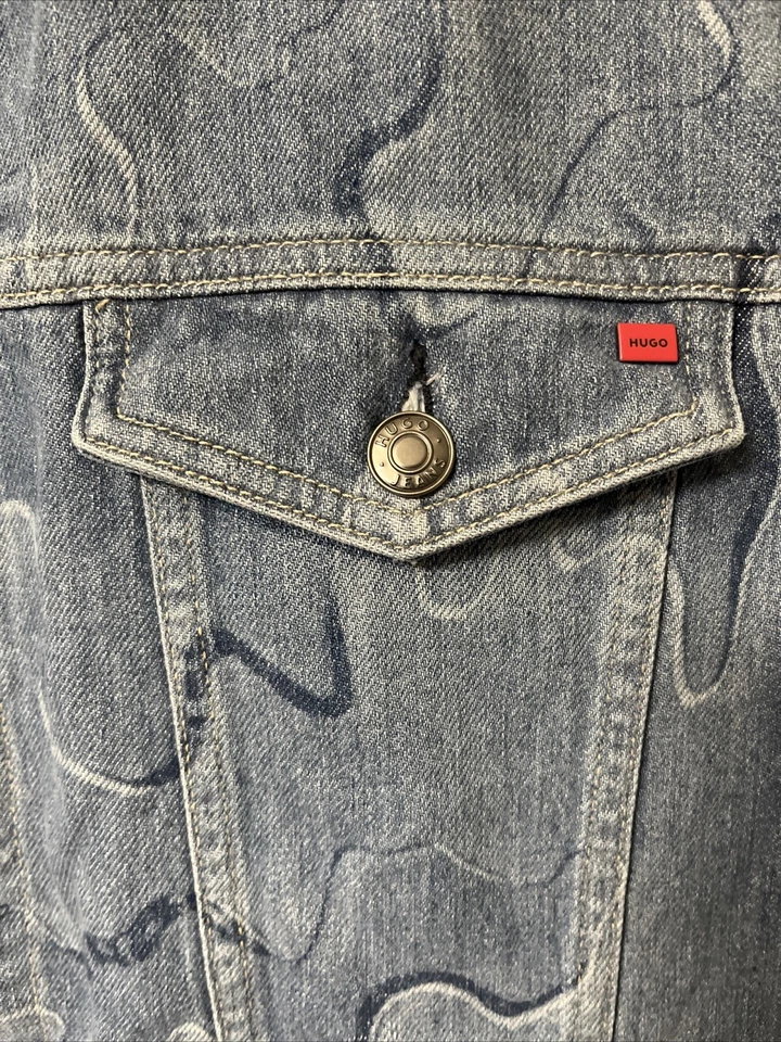 Hugo Boss Denim Jacket Mens XL BLue 078 All Over Cotton - Image 3 of 4