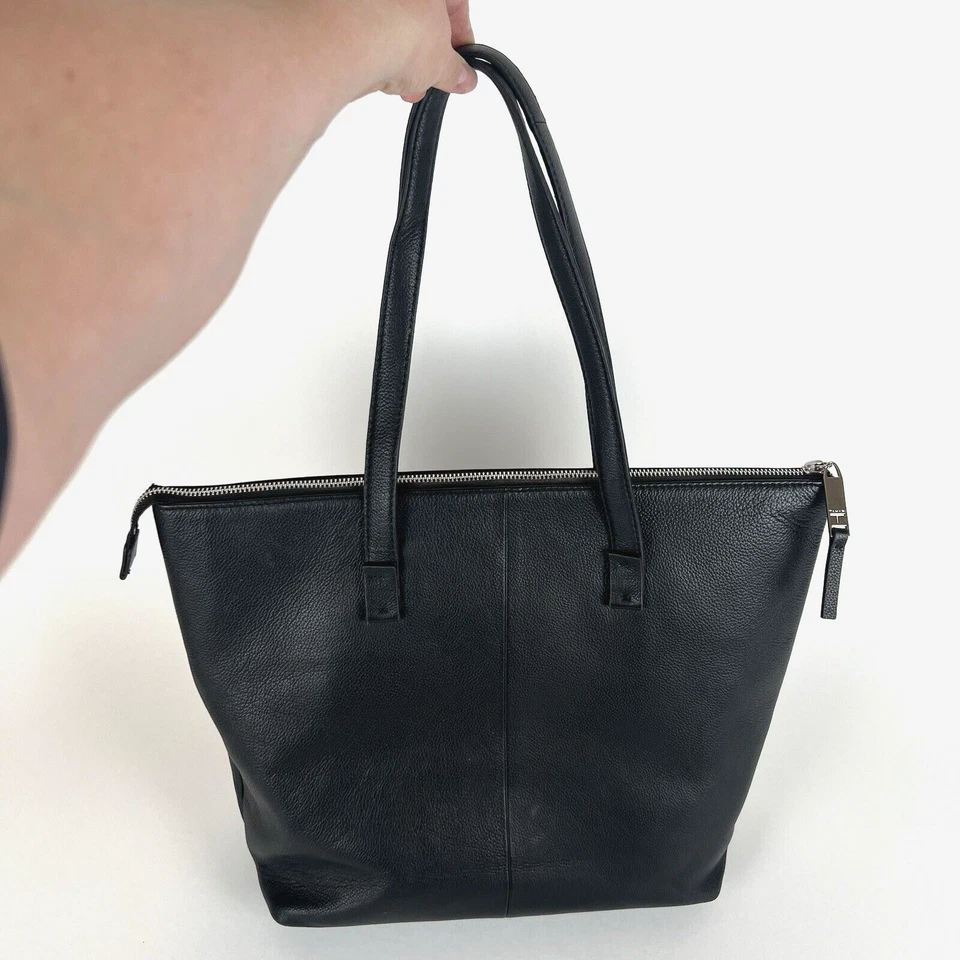 Tahari кожаная сумка с короткими ручками черный шагреневой кожи женщин молнии наплечная сумка - Изображение 2 из 4