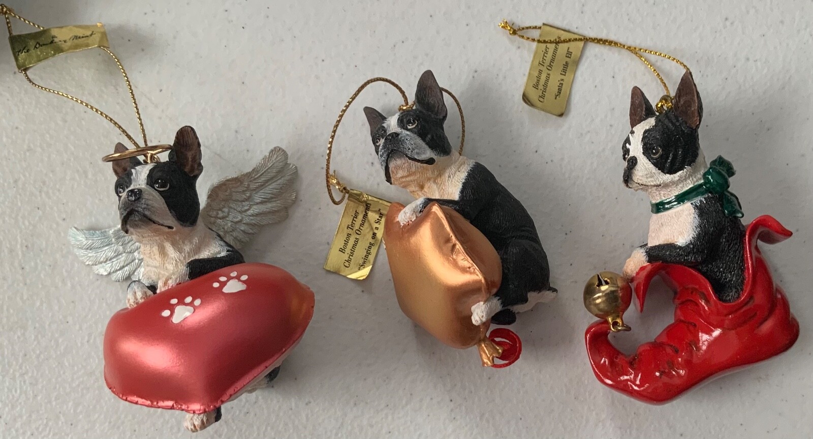 Collection 12 Danbury Mint Boston Terrier Dog Christmas Ornaments w