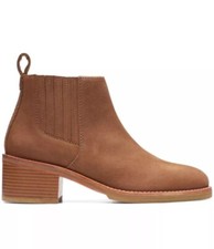 Image of Clarks Cologne Top Light Tan Suede Women's Ankle Boots Size UK 8 D EU 42