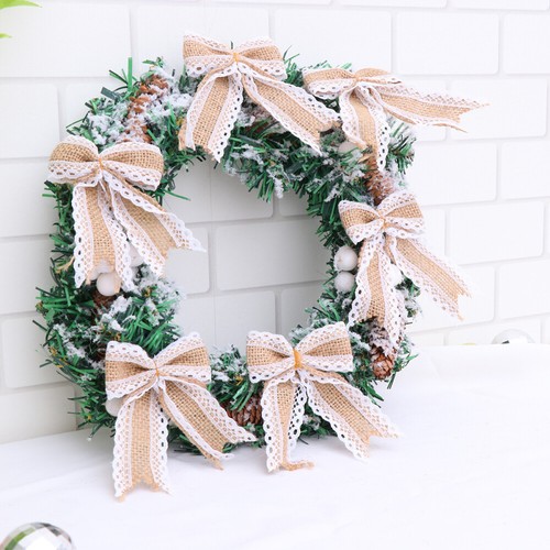 6pcs Burlap Bowknot Fall Bows Wreaths Christmas Ornament Bows - Picture 6 of 11