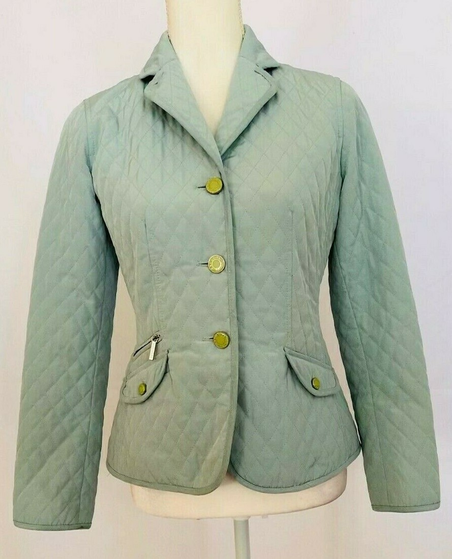 Talbots Petite’s mint green quilted jacket button dow… Gem