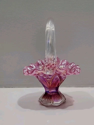 Fenton PLUM OPALESCENT Miniature Basket ~ GORGEOUS!