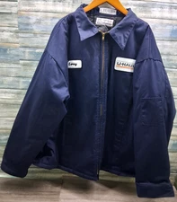Vintage Aramark U-Haul Work Jacket Navy Uniform “Larry”  Patch 4XLR