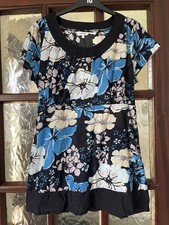 Women’s Blue floral Top + Sequin Detail Size 16
