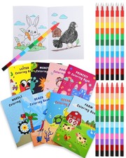 8 PCS Coloring Books for Kid, With Stacking Crayons Party Favors for Kids  A...
