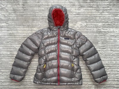 Girls Large 12 Patagonia Silver/Gray Down High Loft Puffer Jacket Hooded