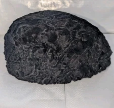 Vintage Black Karakul Astrakhan Fur Hat – Traditional Round Style, Lined Interio