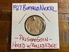 1927 Buffalo Nickel “Prison Coin” (Rolled Edge, Loop for use as a necklace)