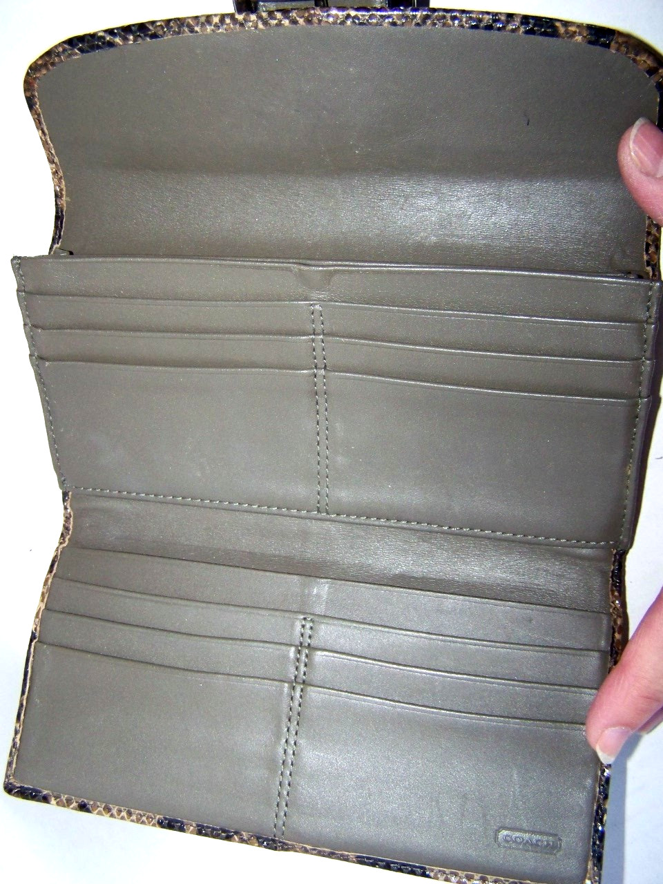 Coach Snake Python Embossed Wallet Brown Black Ta… - image 5