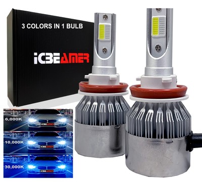 H8 6000K 30000K 6600LM CANBUS COB LED KIT Fog Light Bulbs White & Blue W13