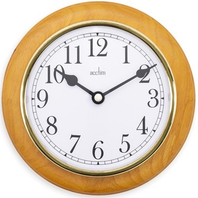 Acctim Maine Wanduhr Quarz Holzrahmen goldene Lünette 1er Pack, dunkelrot, 
