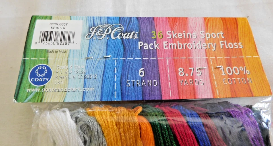 J & P COATS--36 Skeins SPORT Pack Embroidery Floss--6 Strand--100% Cotton - Image 3 of 3
