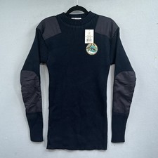 ROTHCO Commando Sweater Men Lg Navy Blue Acrylic Military Elbow Patch Ribbed New