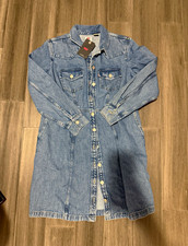 Levi's Women's Blue Denim Cotton Button-Front Collared Shirt Dress XL