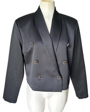 Vintage 90s Double Breasted Blazer Womens Sz M Black