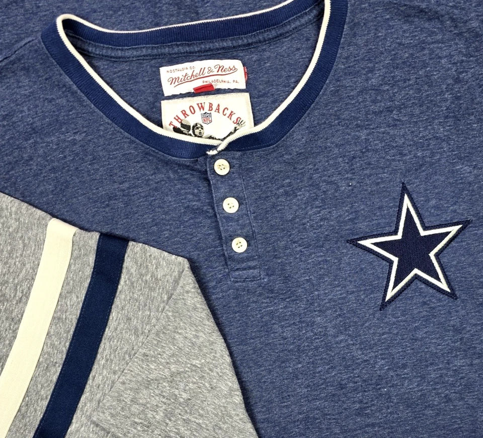 Camisa raglán manga 3/4 para hombre Dallas Cowboys NFL Mitchell & Ness Throwbacks 2XL Foto 2 de 4