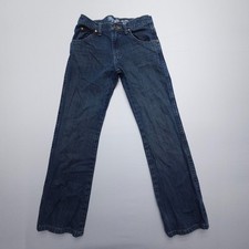 Wrangler Retro Relaxed Boot Jeans Boys Size 12 Dark Wash Western Adjustable