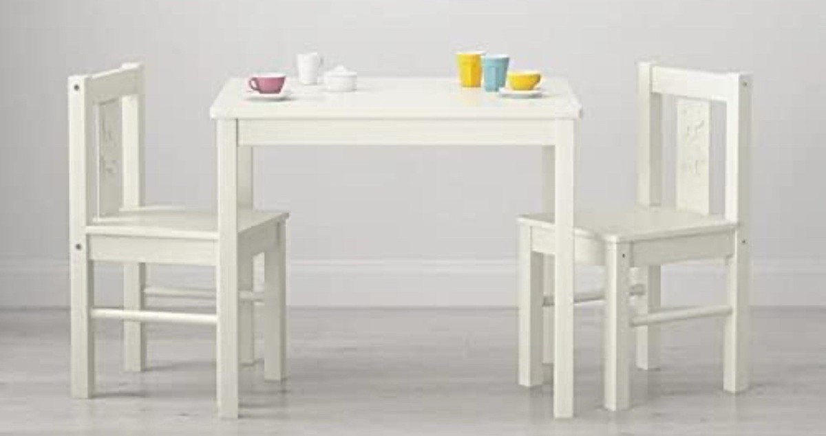 Children’s IKEA Kritter White Wooden Table Chair Set in Good Condition