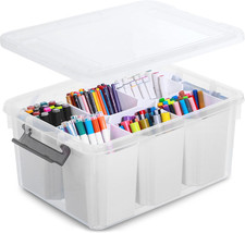 17 QT Plastic Storage Bins Clear Storage Box with Lids Multipurpose Stackable St