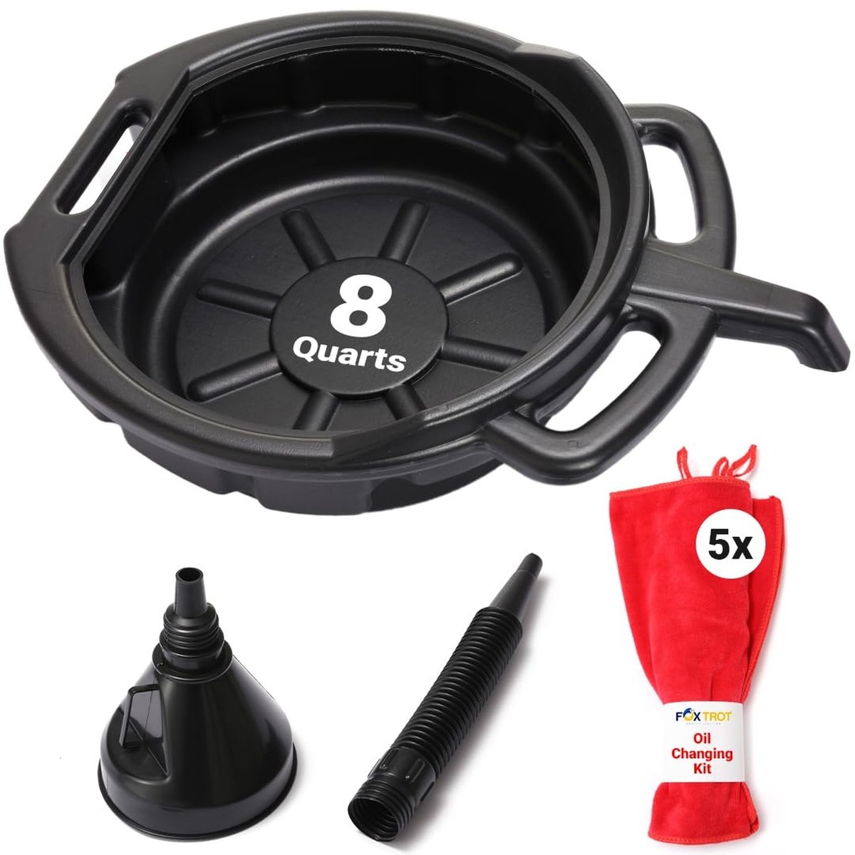 油取り紙 Oil Change Kit - Includes 8-Quart Oil Pan, Longneck Oil Funnel