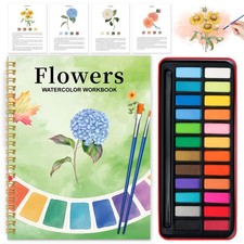 Watercolor Workbook - Coloring Book Beginner 1 Ounce Pack of 1 , Flowers