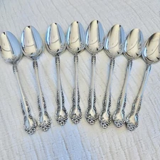 8 Ekco Eterna Beaumont Stainless Flatware Soup Spoons Spoon Set Of 8 Vintage New