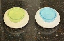 OXO Tot Snack Disk with Lid 6oz Lot of 2 Kids Blue  Green Non-Slip Silicone x2