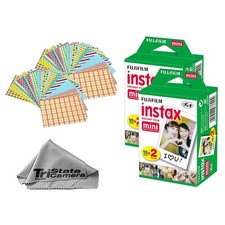 Fujifilm Instax Mini Instant Film 40 Sheets  Frame Stickers Microfiber Cloth
