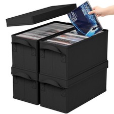 Lifewit 4 Pack CD Storage Box with Lid, For CD 13.2"L x 5.3"W x 5.9"H , Black