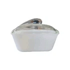 Vintage 1.5 Qt Glasbake Milk Glass Casserole Dishe w/ Shark Fin Lid