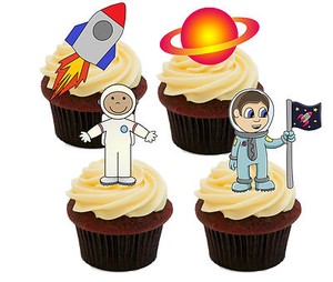 Fusee Space Comestibles Cupcake Toppers Gateau Debout Decorations Anniversaire Garcon Ebay