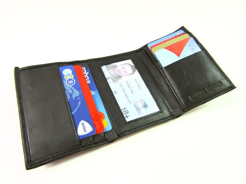 Mujer Cuero Negro Porta Tarjeta de Crédito Cartera Notecase Bolsillo Monedero - Imagen 7 de 12