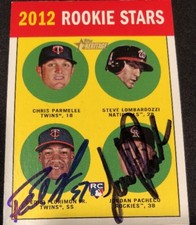 Pedro Florimon Jordan Pacheco Signed Auto 2012 Topps Heritage Card #135 ~ COA