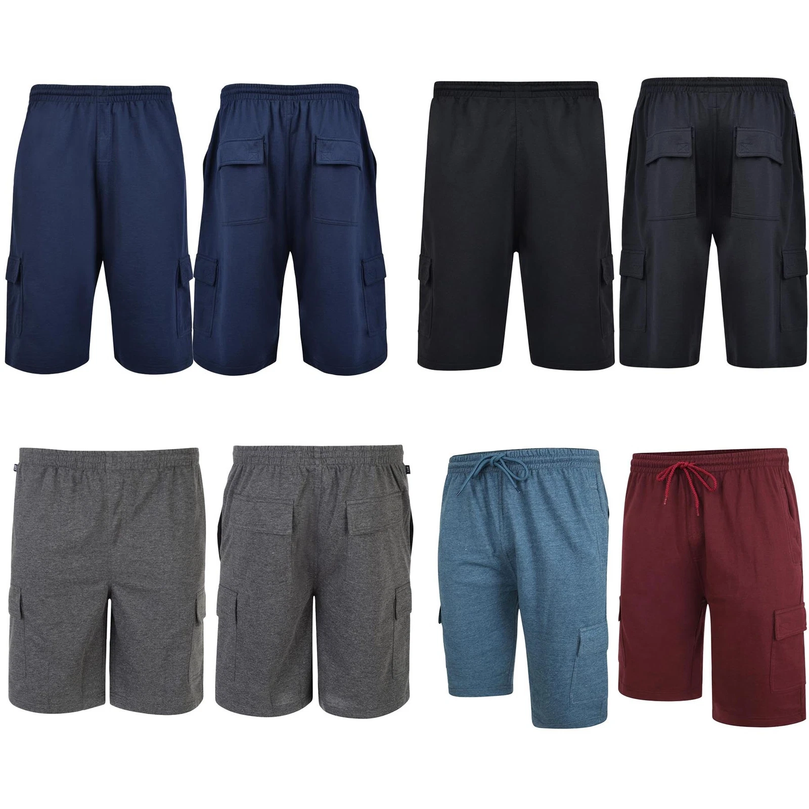 Kam Men's Cargo Combat Big & Tall Shorts Drawstring Stylish Pockets Half Pants