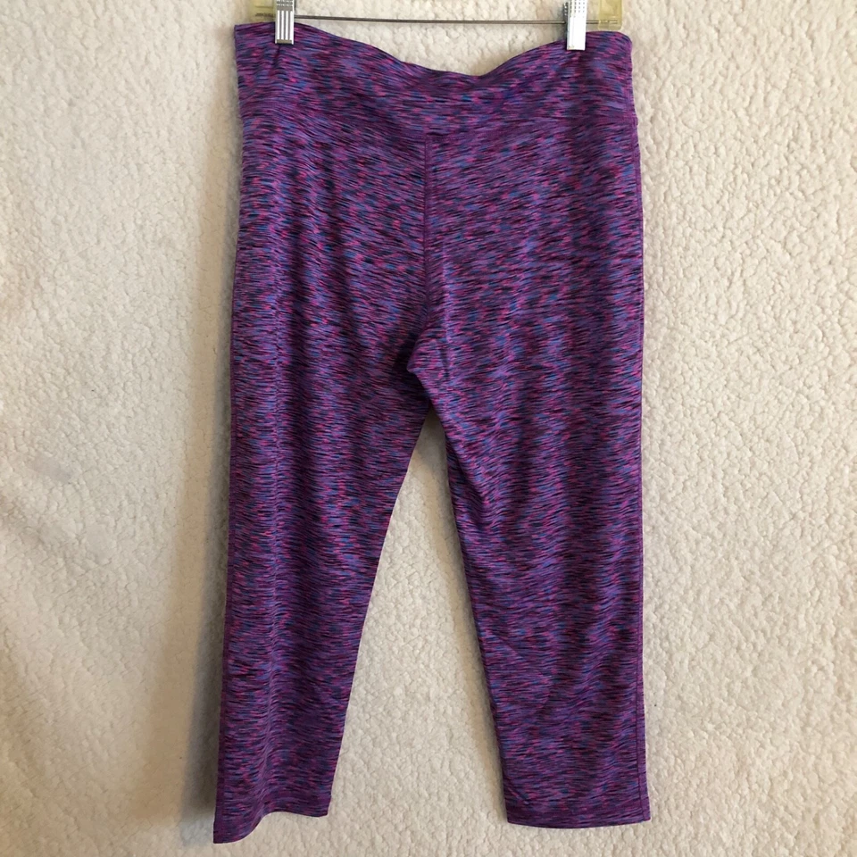 Leggings VOGO Athletica feminina XL Capri rosa azul forrado padrão bolso chave - Imagem 2 de 4