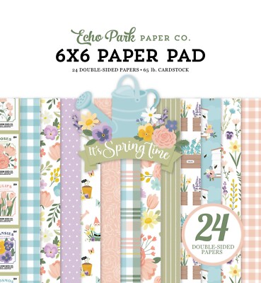 Echo Park IT'S SPRING TIME 6x6 Paper Pad 24pc Scrapbook Floral Butterfly