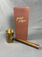 VTG BRASS DOUBLE-SIDED GAVEL COCKTAIL SHOT JIGGER MEASURING CUP W/ BOX CATALINA