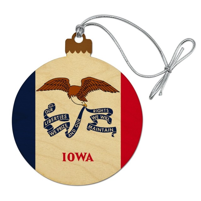 Iowa State Flag Wood Christmas Tree Holiday Ornament eBay