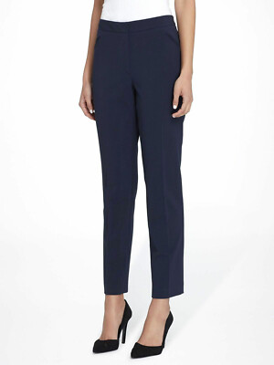 NWT Tahari Arthur S. Levine Alyssa Slim Leg New Navy Pants / PETITE Sze 10P