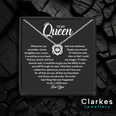 To My Queen Halskette Geschenkset | CZ Anhänger an 45 cm Edelstahlkette | Geschenkbox