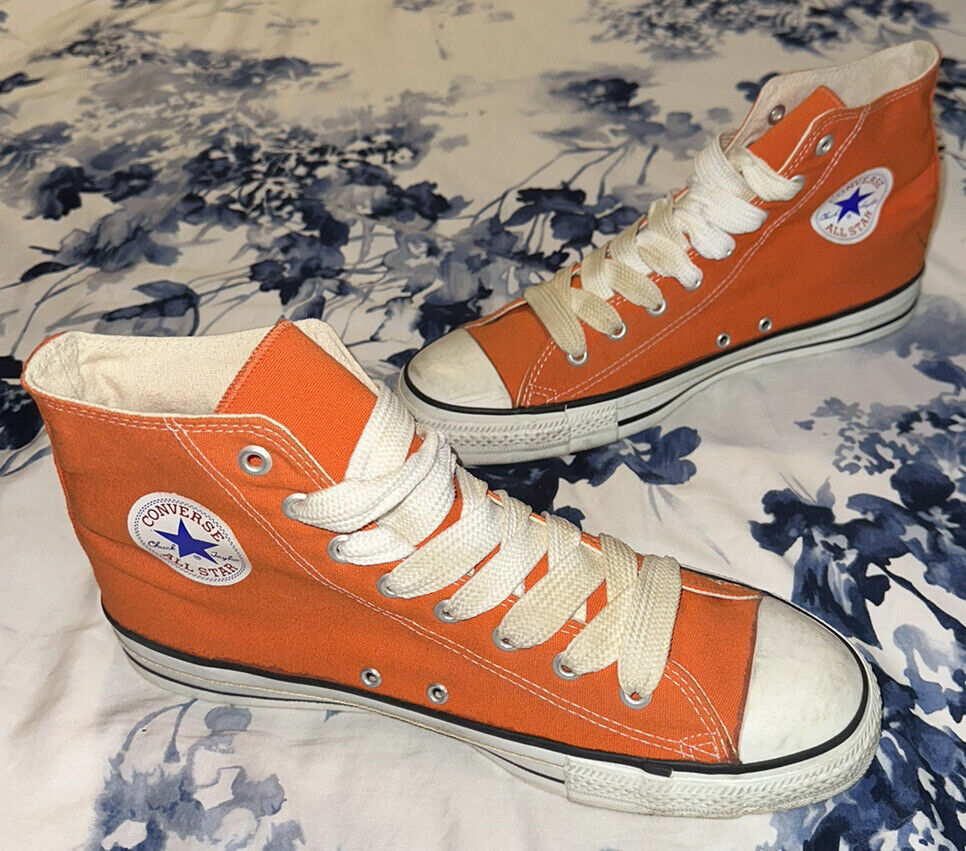 Vintage Converse Chuck All Star High Tops RARE Made in USA Orange Size 11 | eBay