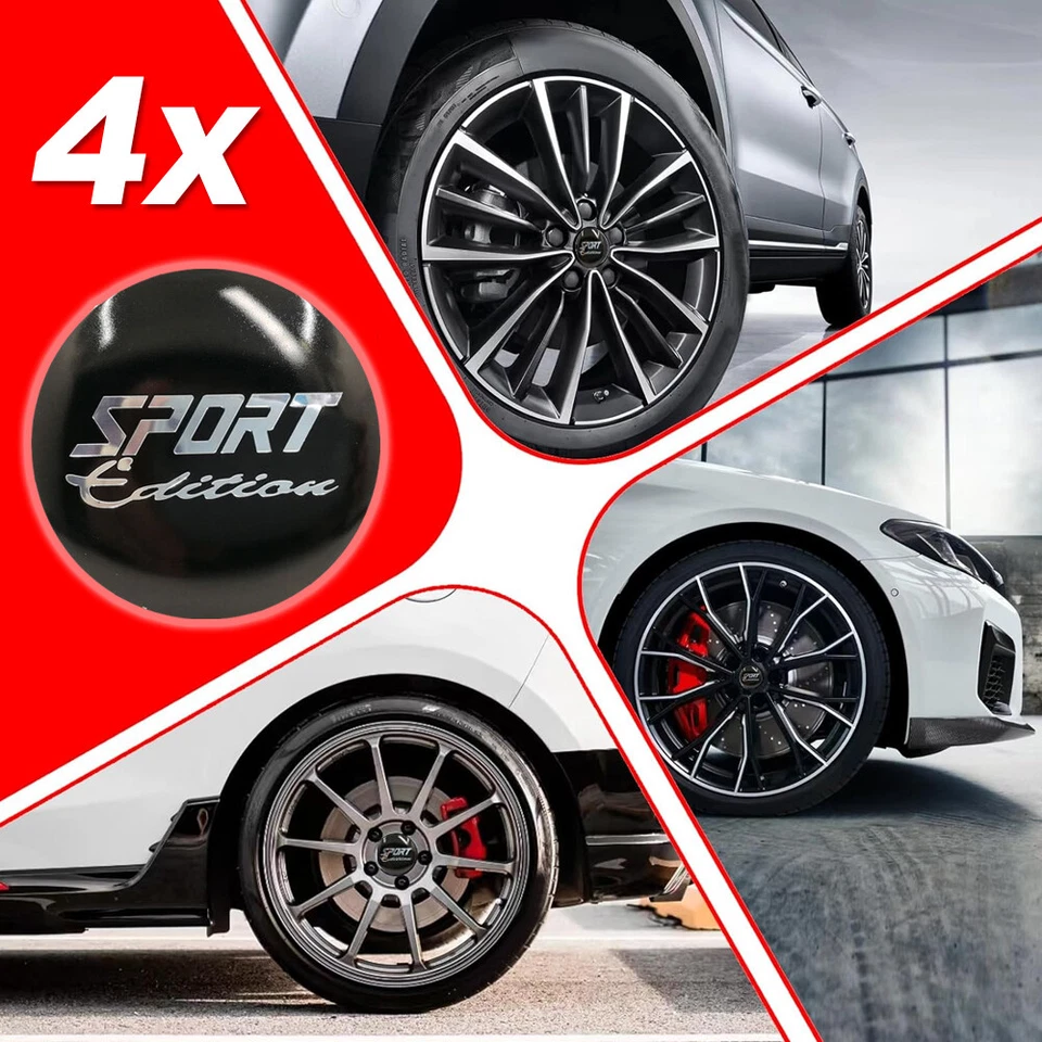 4 PIEZAS 56mm Edición SPORT Tapacubos Centrales de Rueda de Coche Cubiertas Aluminio Universal Foto 4 de 4