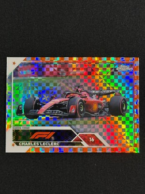 2023 Topps Chrome Formula 1 Orange Checker Flag X-Fractor /25 #7 Charles Leclerc