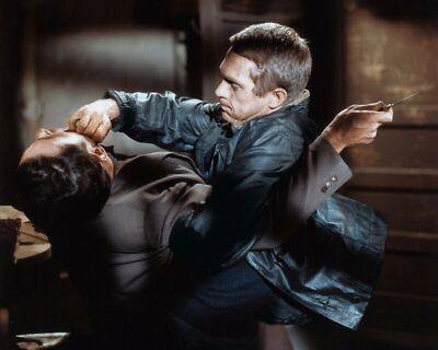 The Cincinnati Kid Steve McQueen holds razor to Ron Soble face 11x17 poster
