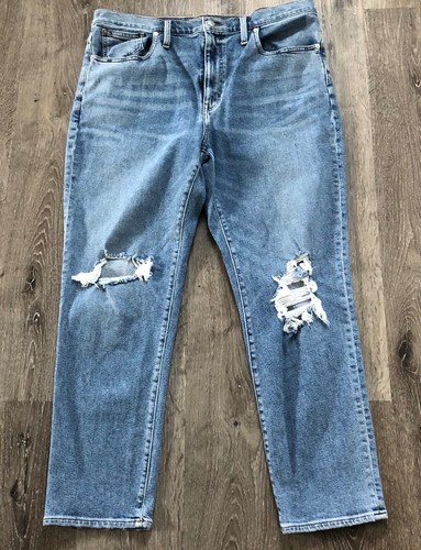 Madewell Jeans Women’s 32 Roadtripper Slim Boy Hi Rise Lt Wash Distressed Zip