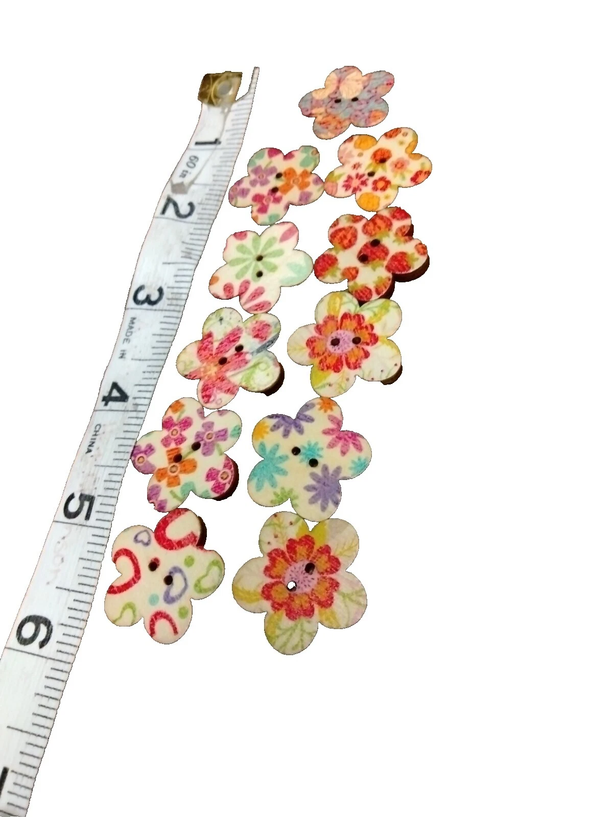 Wooden Flower Multi-Color Sewing Buttons