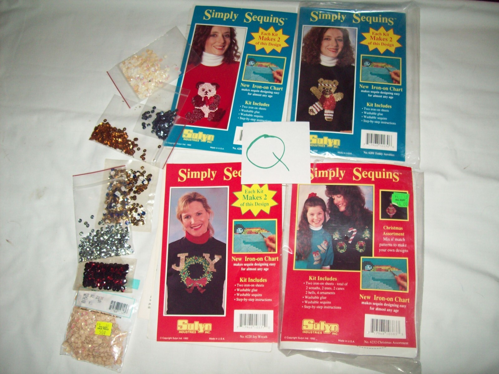 lot 'Q' 4 Sulyn Simply Sequins Kits Christmas Themed Iron On TRansfers